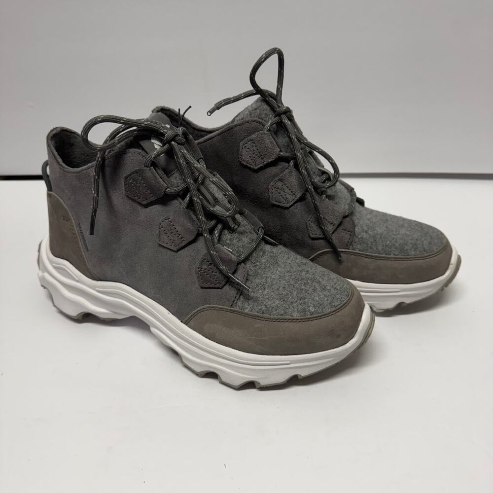 Sorel Womens Kinetic Breakthru Caribou Waterproof Boot Quarry Sea Salt Size 10